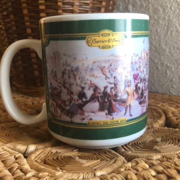 Currier & Ives Central Park Winter 1992 Vintage Coffe Mug For Houston Food - Picture 13 of 13